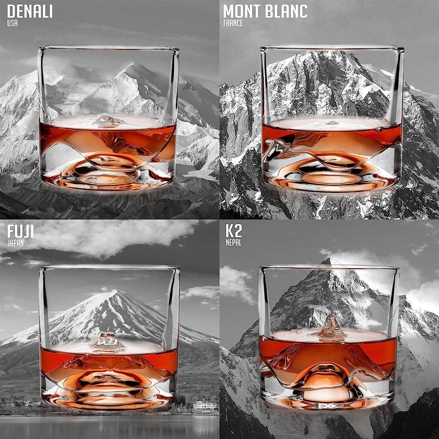 The Crystal Whiskey Peaks Glass Set of 4