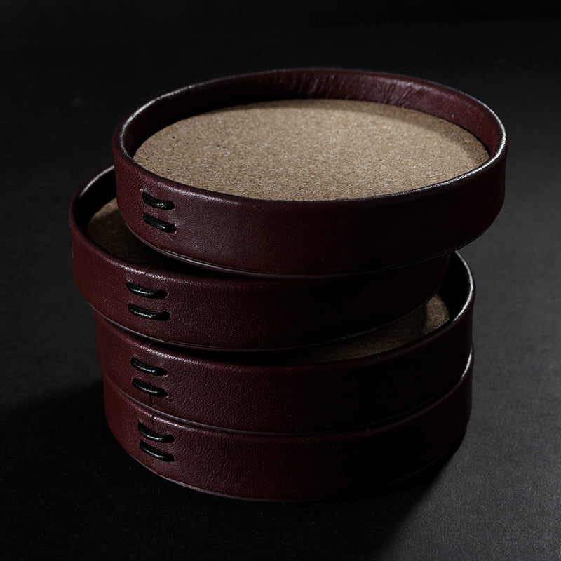 Whiskey Leather Coasters - Set of 4