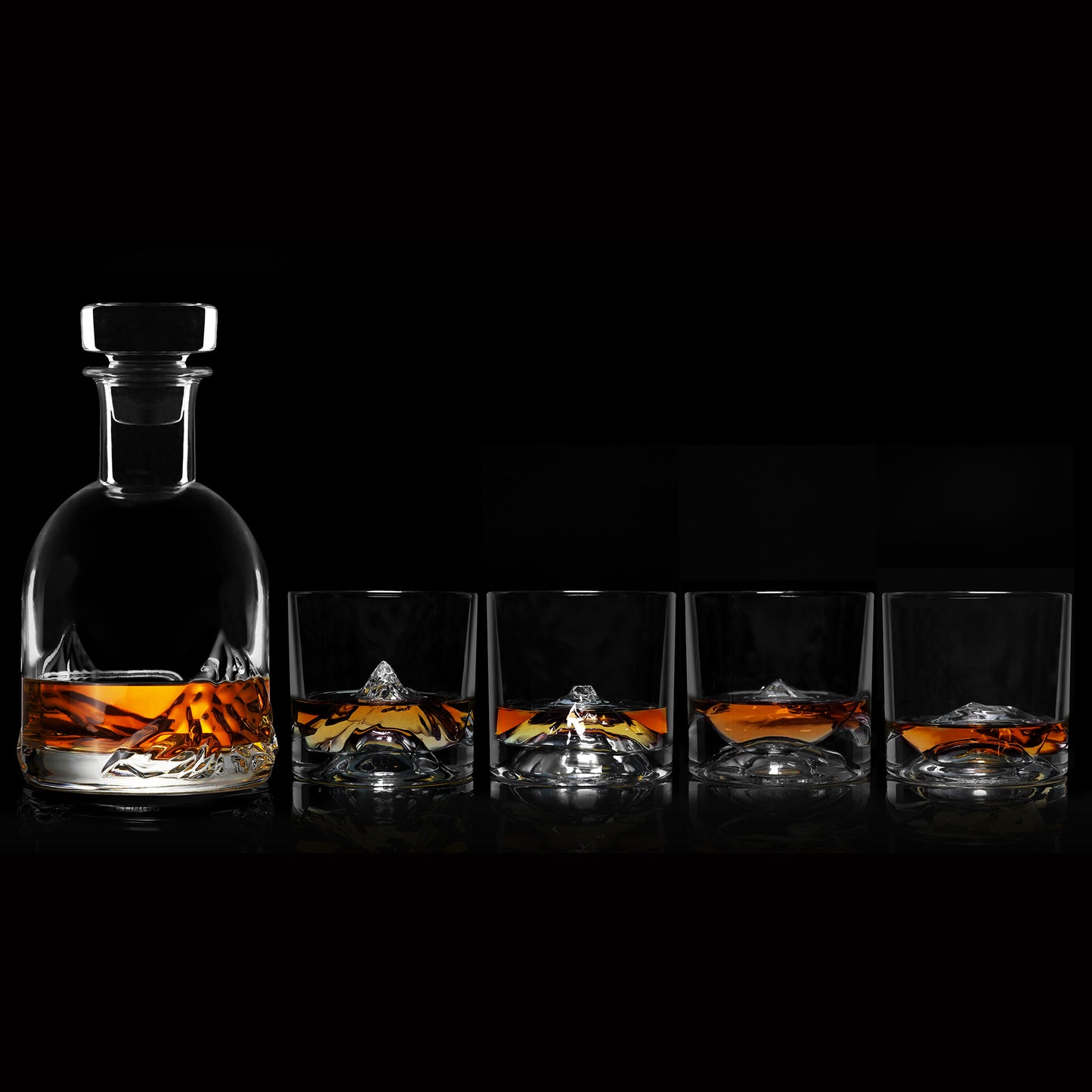 The Peaks Crystal Whiskey Decanter Set (Everest, Denali, Everest, Fuji & Mont Blanc)