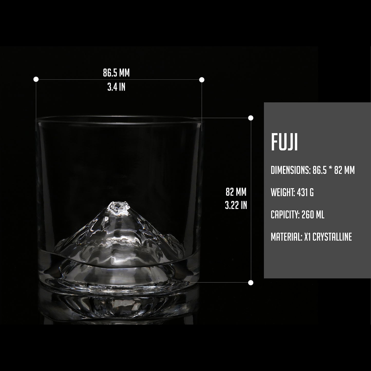 Fuji Crystal Whiskey Glasses Set of 2