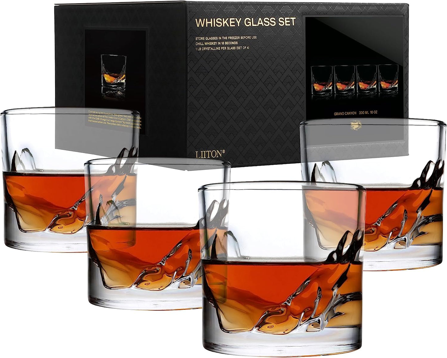 LIITON Grand Canyon Whiskey Glasses- Set of 4 4 Count (Pack of 1)